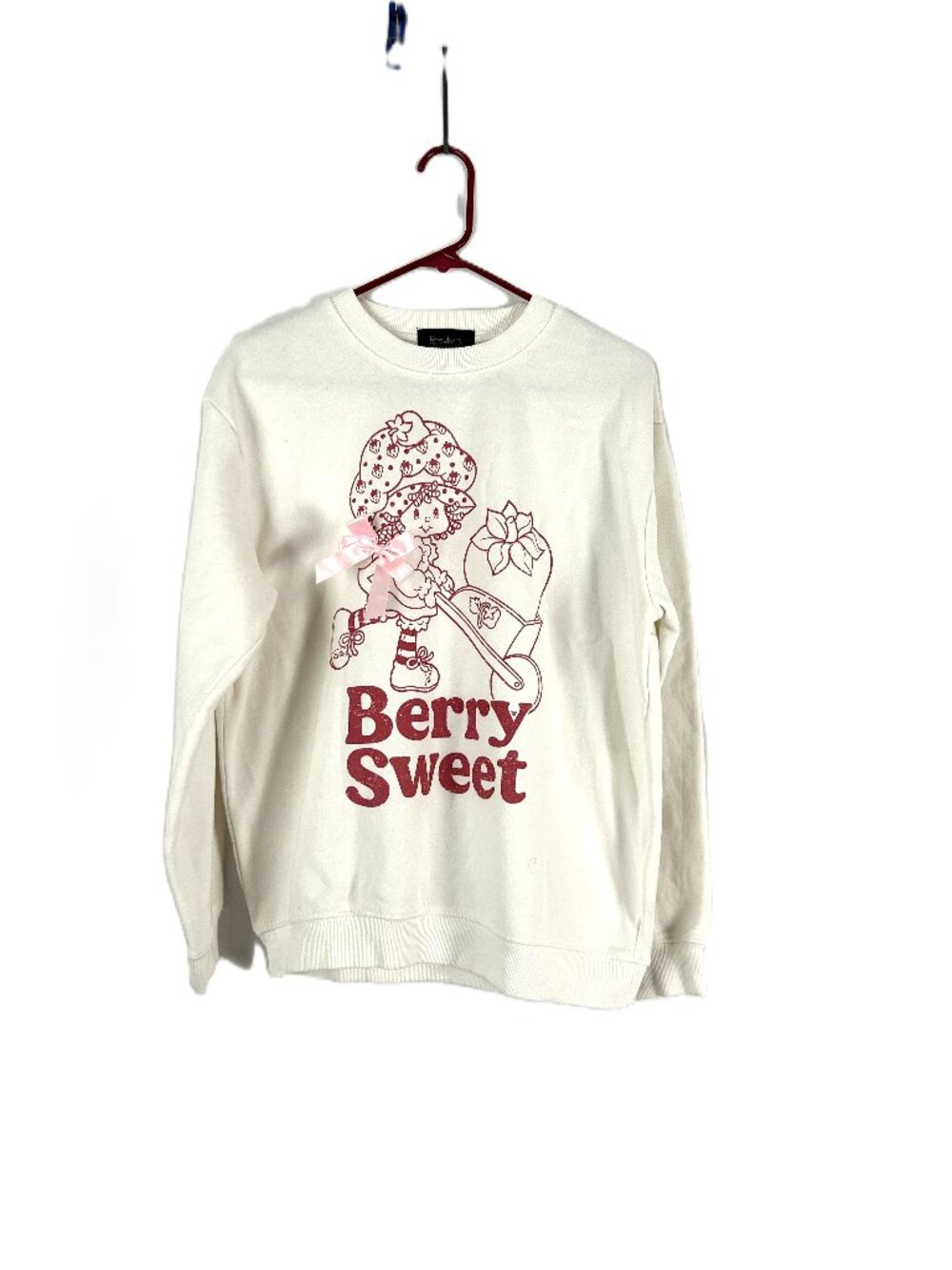 Strawberry Shortcake Sweet Berry Sweatshirt Satin Bow M